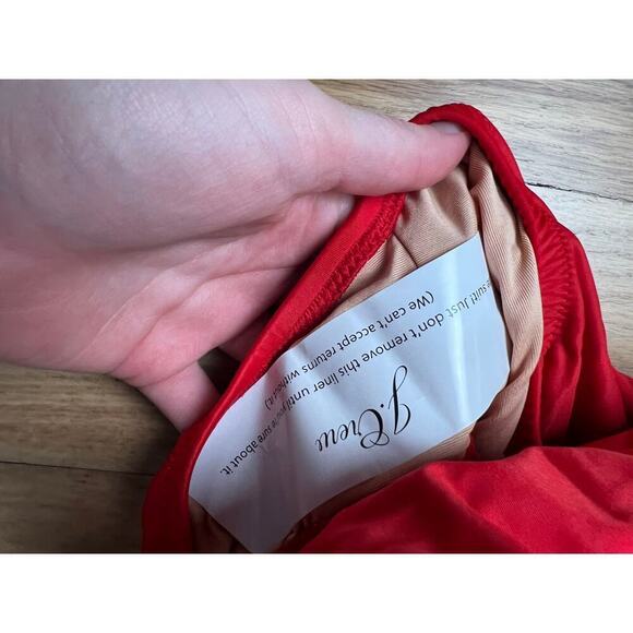 NWT J.Crew Gemma Ruched Bandeau One-Piece Bright Cerise Red Swimsuit Women's 24 - Picture 12 of 13